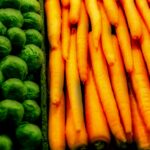 carrots and brussel sprouts are on display