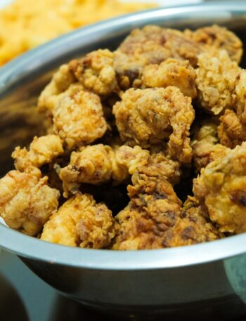 fried food on white ceramic bowl
