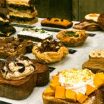 Delicious pastries are on display at a bakery.